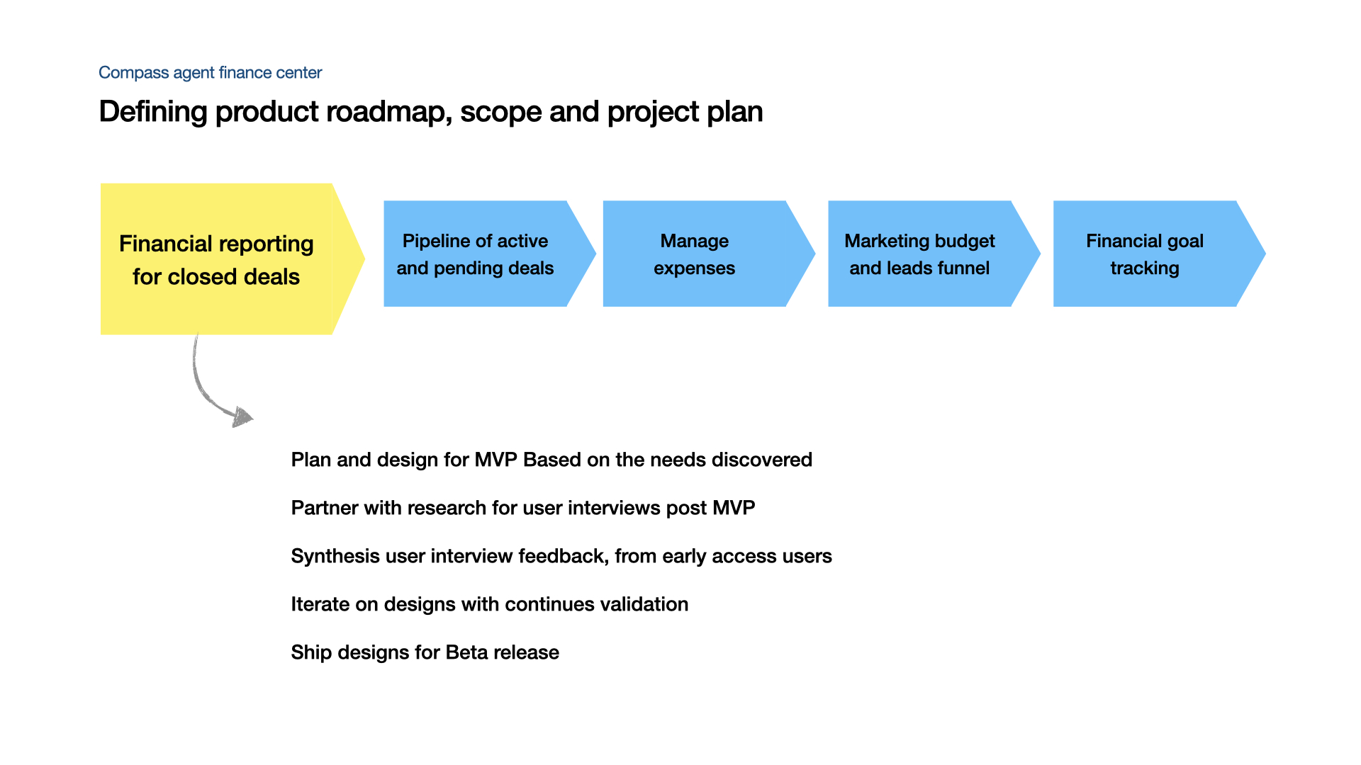 Defining product roadmap, scope and project plan
