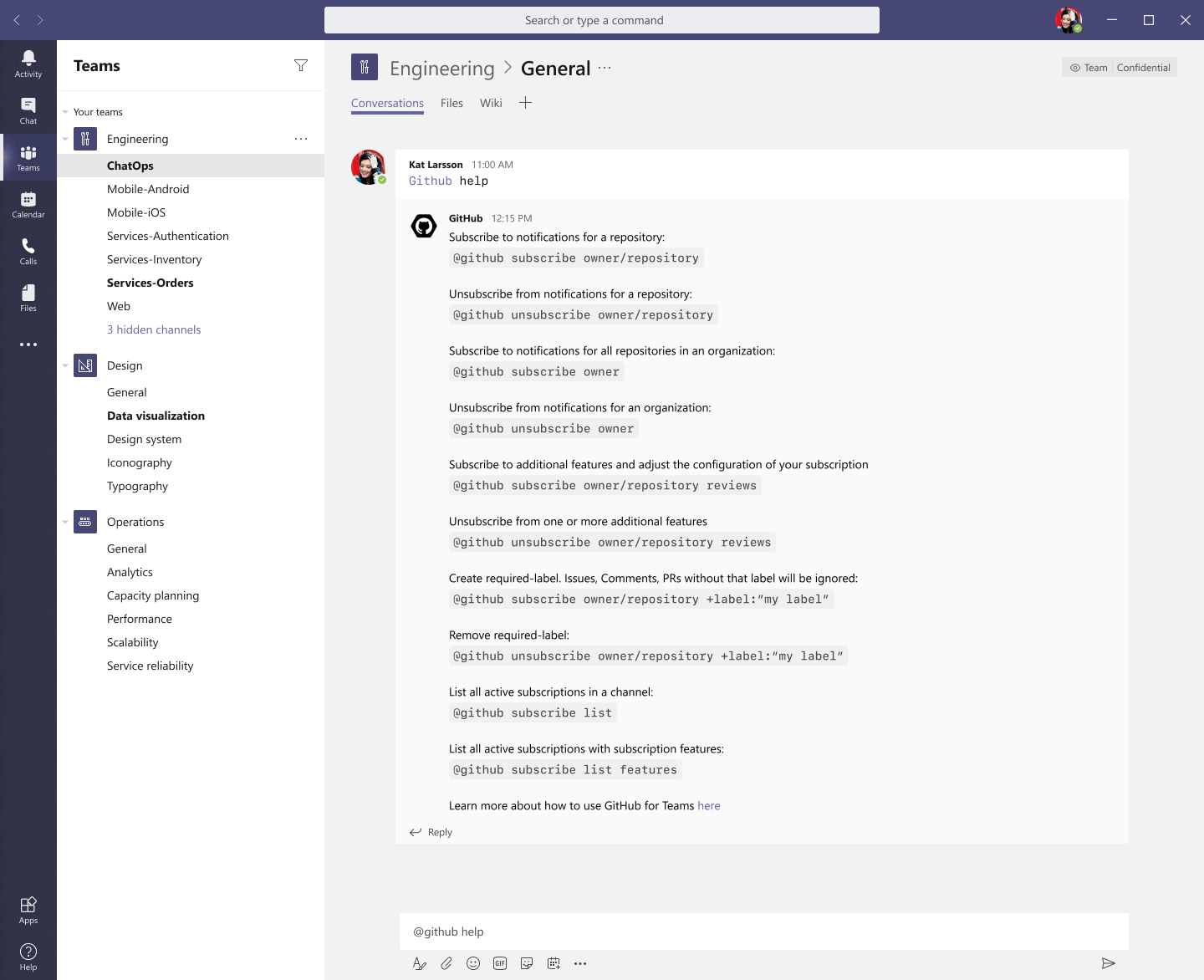 Getting help on using different commands