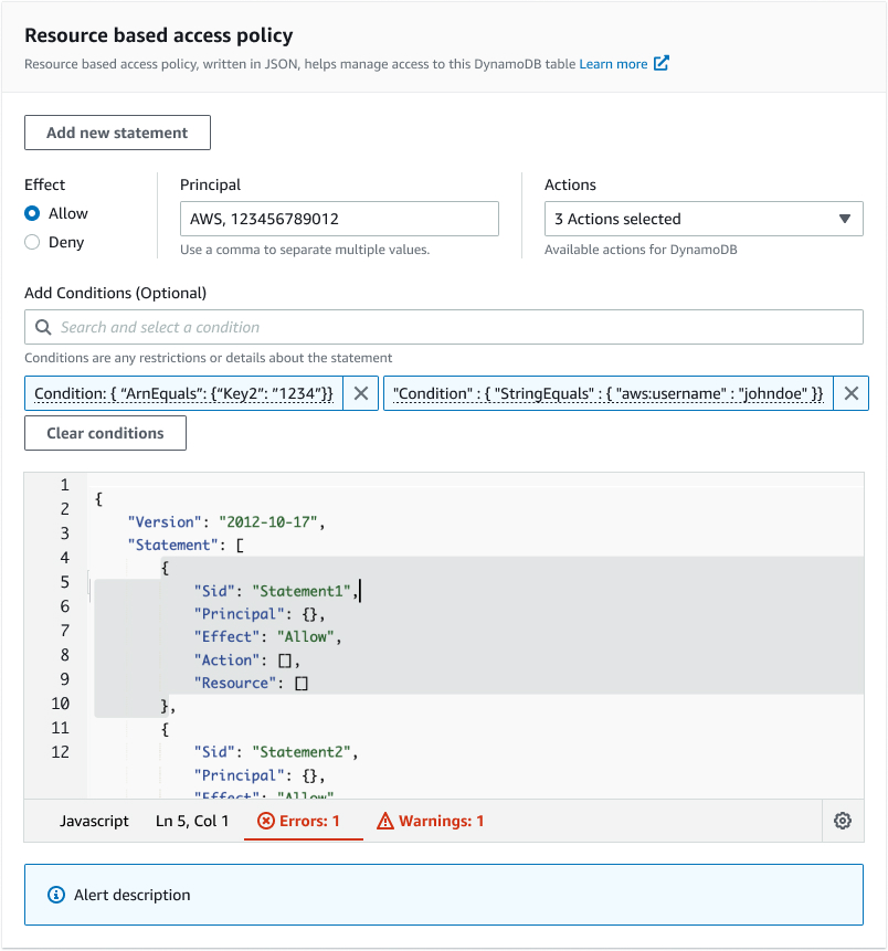 Policy creation widget v1