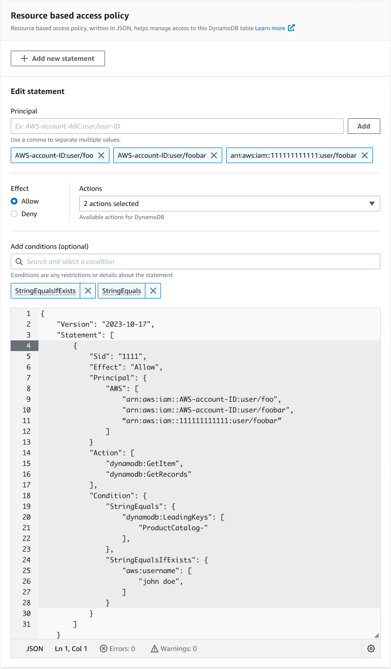 Policy creation widget v2