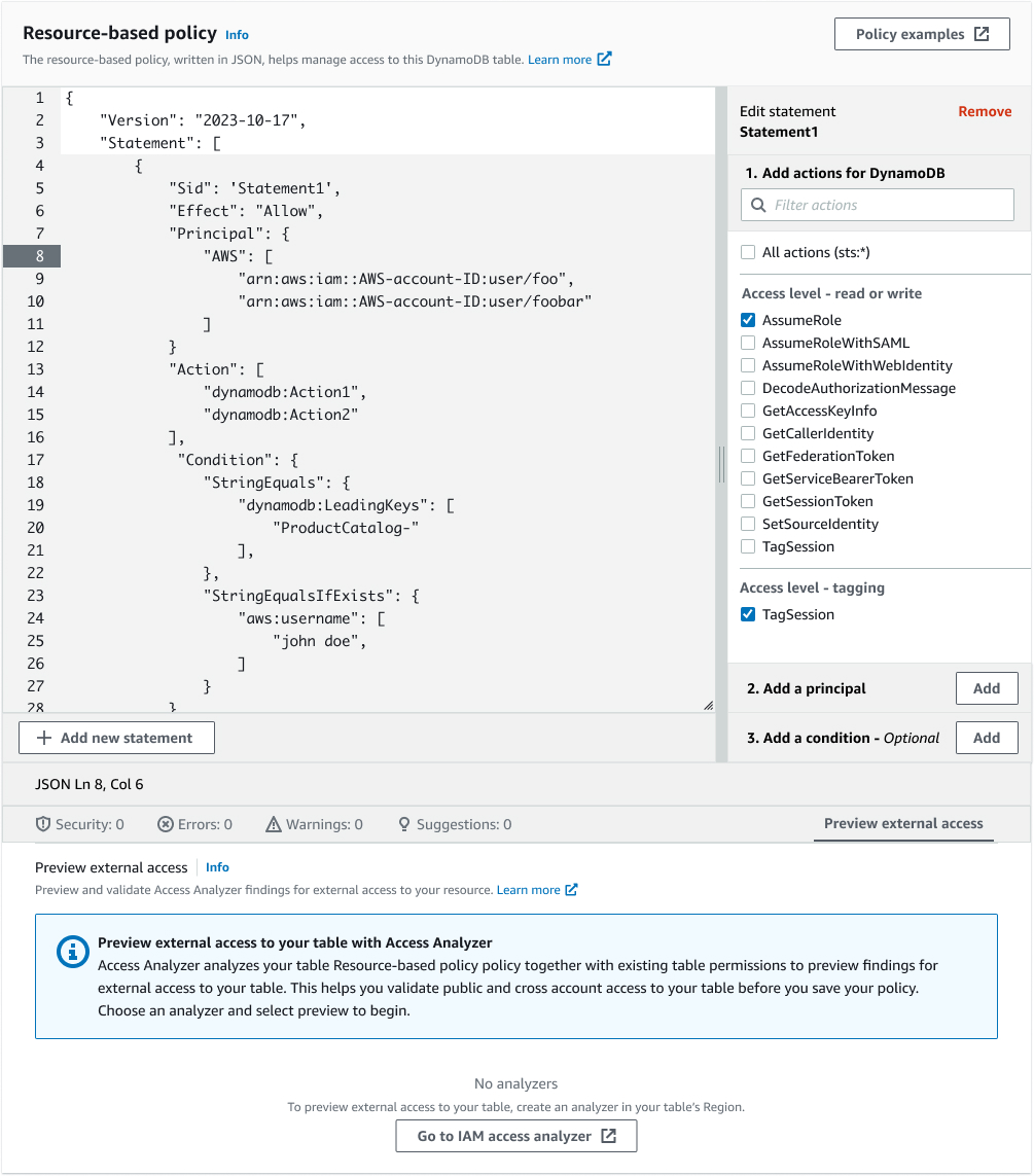 Policy creation widget v4