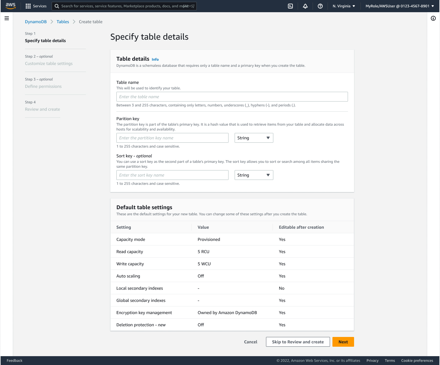 Multi-step create flow step 1 with quick create for default tables